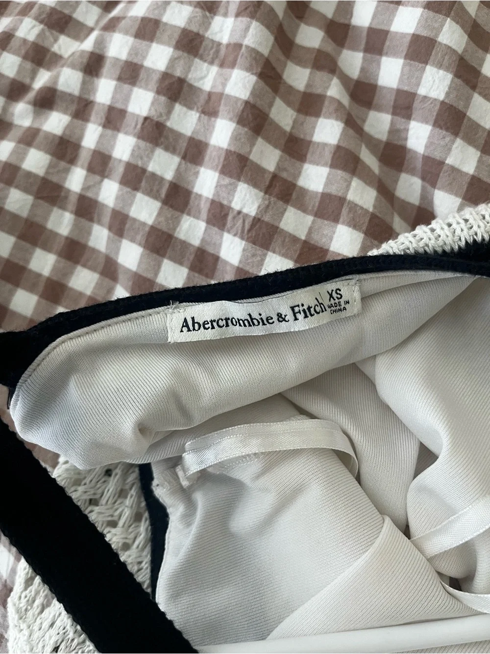 Abercrombie & Fitch White Crochet Maxi Dress with Black Accents
